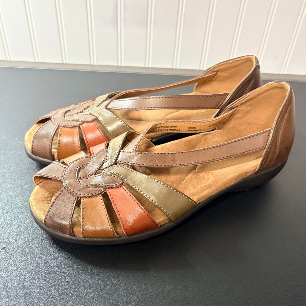 Thom McAn Darci Multi Color Brown Leather Strappy Sandals Womens 8.5W HZ/5952 - Picture 3 of 10